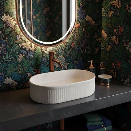 REA-U7342 - VANDA Countertop Basin 31x49 cm Ceramic/Beige/Stone Effect
