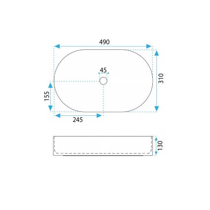 REA-U7342 - VANDA Countertop Basin 31x49 cm Ceramic/Beige/Stone Effect