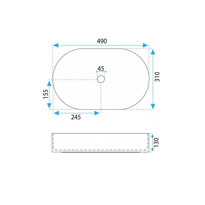 REA-U7342 - VANDA Countertop Basin 31x49 cm Ceramic/Beige/Stone Effect