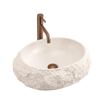 REA-U7347 - MIKA Countertop Basin 38 x 50 cm, Beige / Stone Effect