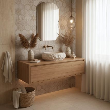 REA-U7347 - MIKA Countertop Basin 38 x 50 cm, Beige / Stone Effect