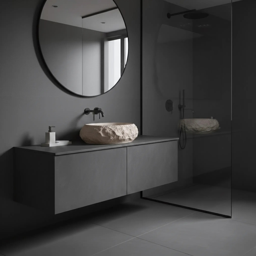 REA-U7347 - MIKA Countertop Basin 38 x 50 cm, Beige / Stone Effect