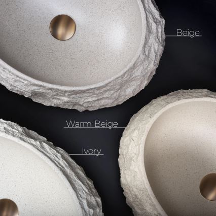 REA-U7347 - MIKA Countertop Basin 38 x 50 cm, Beige / Stone Effect