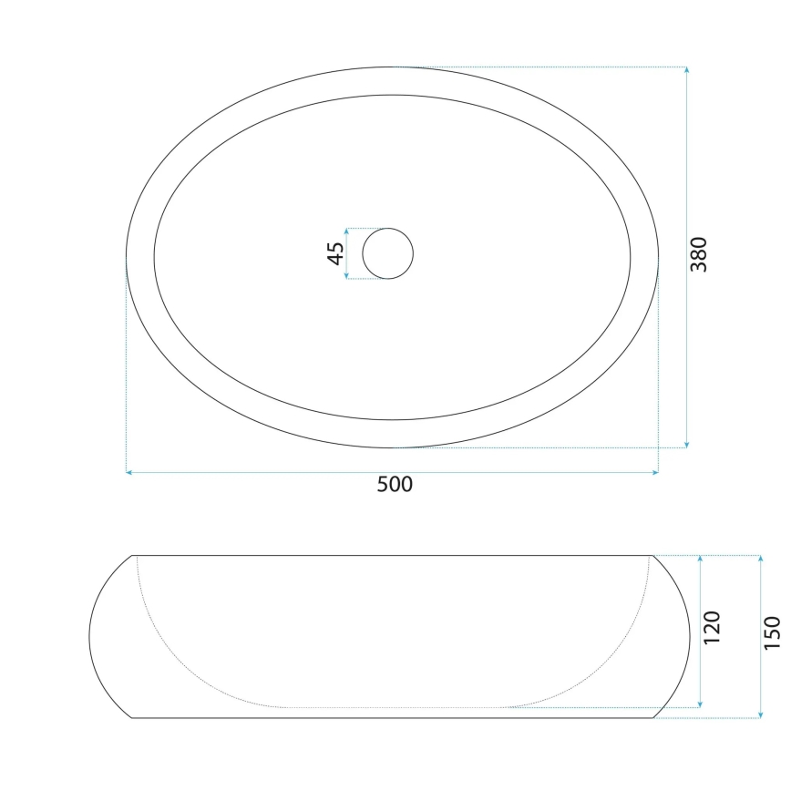 REA-U7347 - MIKA Countertop Basin 38 x 50 cm, Beige / Stone Effect