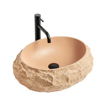 REA-U7348 - MIKA 38x50 cm countertop basin, orange/beige, stone-effect