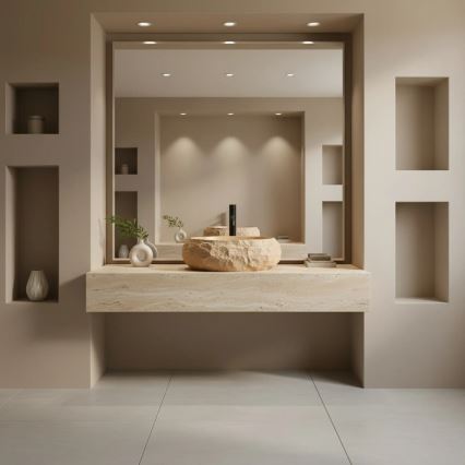 REA-U7348 - MIKA 38x50 cm countertop basin, orange/beige, stone-effect