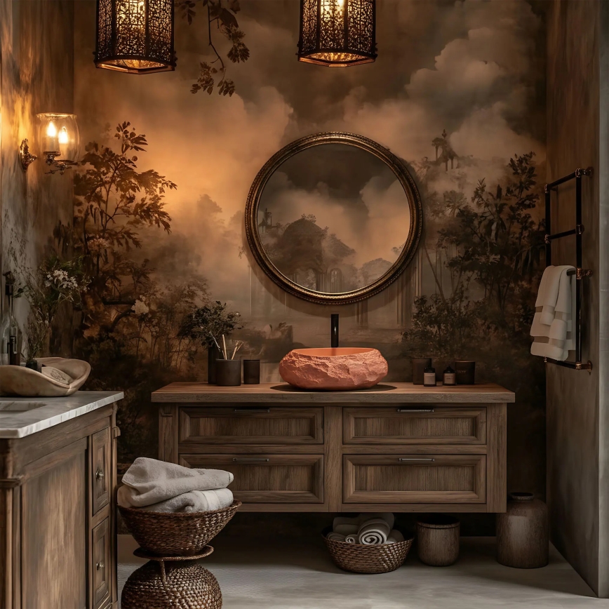 REA-U7349 - MIKA Countertop Basin 38x50 cm, Orange / Stone-Effect