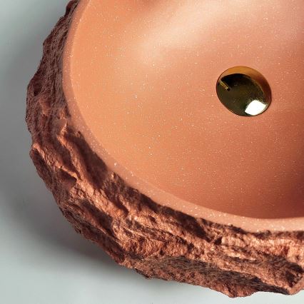 REA-U7349 - MIKA Countertop Basin 38x50 cm, Orange / Stone-Effect