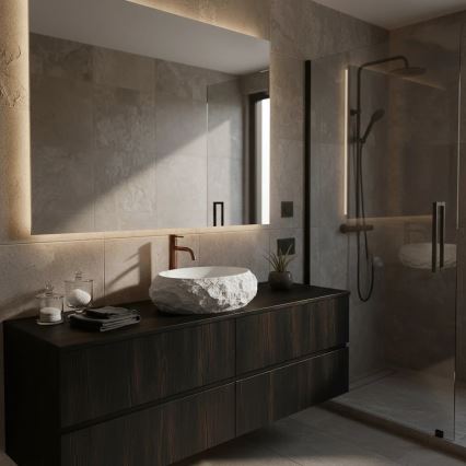 REA-U7350 - MIKA Countertop Basin 38x50 cm, White/Stone Effect