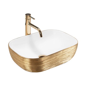 REA-U7422 - Countertop basin BELINDA 33x46,5 cm ceramic/white/gold