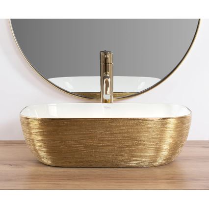 REA-U7422 - Countertop basin BELINDA 33x46,5 cm ceramic/white/gold