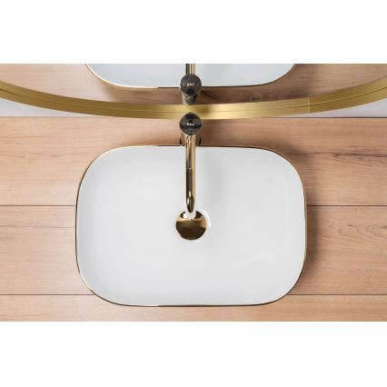 REA-U7422 - Countertop basin BELINDA 33x46,5 cm ceramic/white/gold