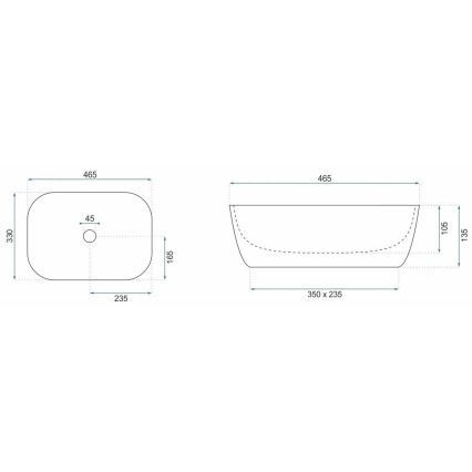 REA-U7422 - Countertop basin BELINDA 33x46,5 cm ceramic/white/gold