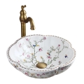 REA-U7504 - FELICIA countertop basin Ø 42.5 cm, ceramic with floral pattern