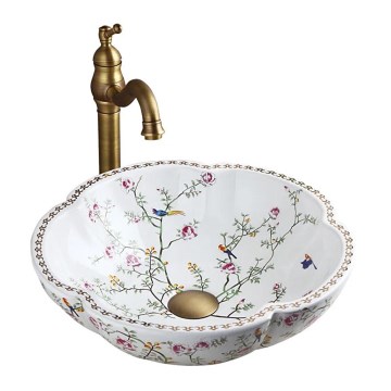 REA-U7504 - FELICIA countertop basin Ø 42.5 cm, ceramic with floral pattern