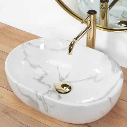 REA-U8001 - AMELIA countertop washbasin 34.5 x 48 cm ceramic / marble effect