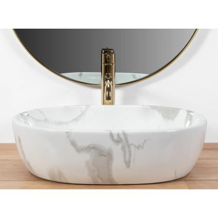 REA-U8001 - AMELIA countertop washbasin 34.5 x 48 cm ceramic / marble effect