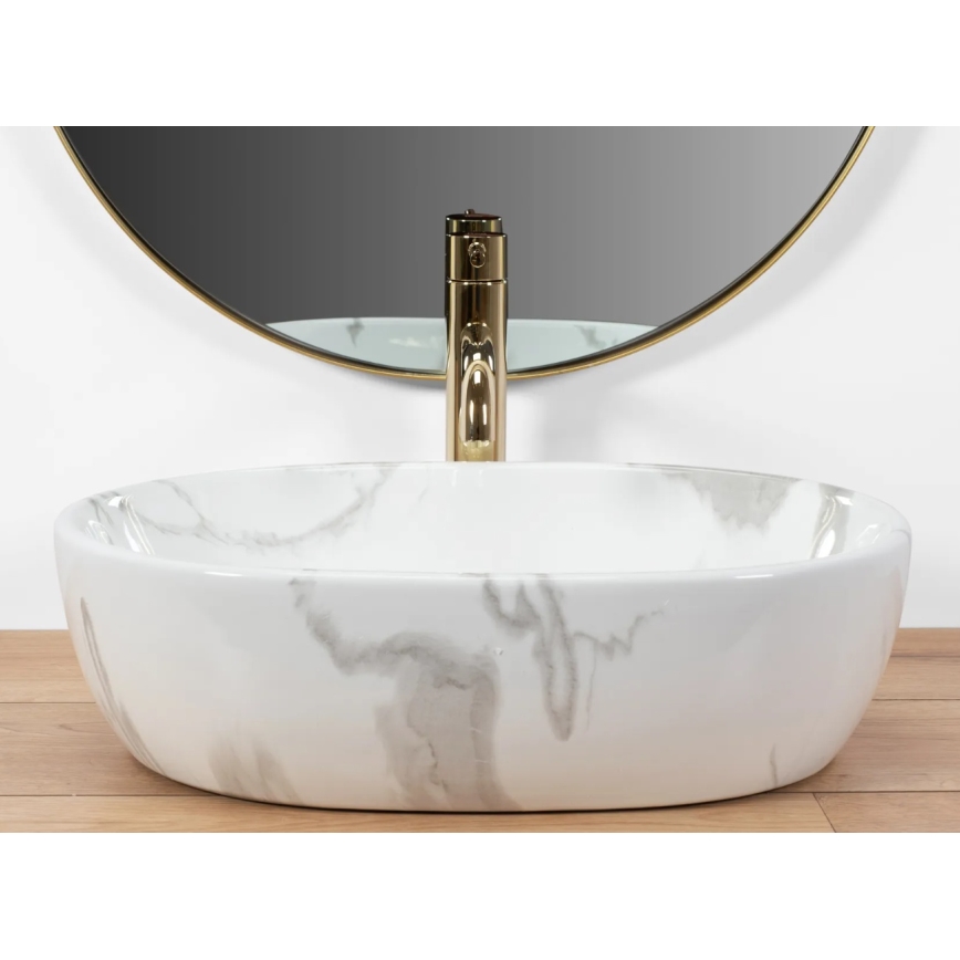REA-U8001 - AMELIA countertop washbasin 34.5 x 48 cm ceramic / marble effect