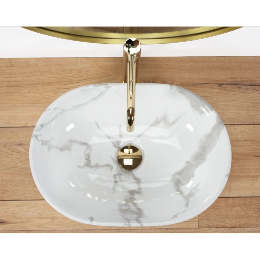 REA-U8001 - AMELIA countertop washbasin 34.5 x 48 cm ceramic / marble effect