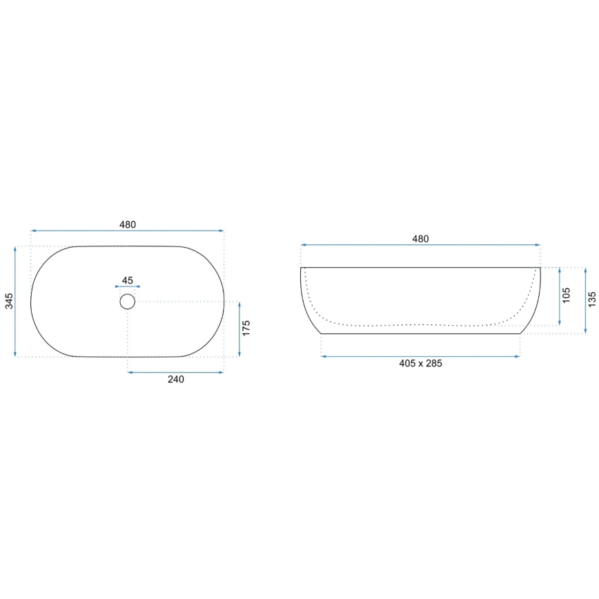 REA-U8001 - AMELIA countertop washbasin 34.5 x 48 cm ceramic / marble effect