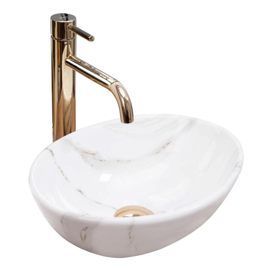 REA-U8014 - SOFIA MINI Countertop Basin 27x34 cm, Ceramic with Marble Decor