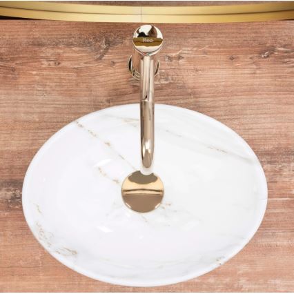 REA-U8014 - SOFIA MINI Countertop Basin 27x34 cm, Ceramic with Marble Decor