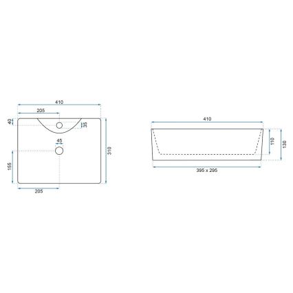 REA-U8196 - Countertop basin KELLY MINI 31x41 cm ceramic/glossy white
