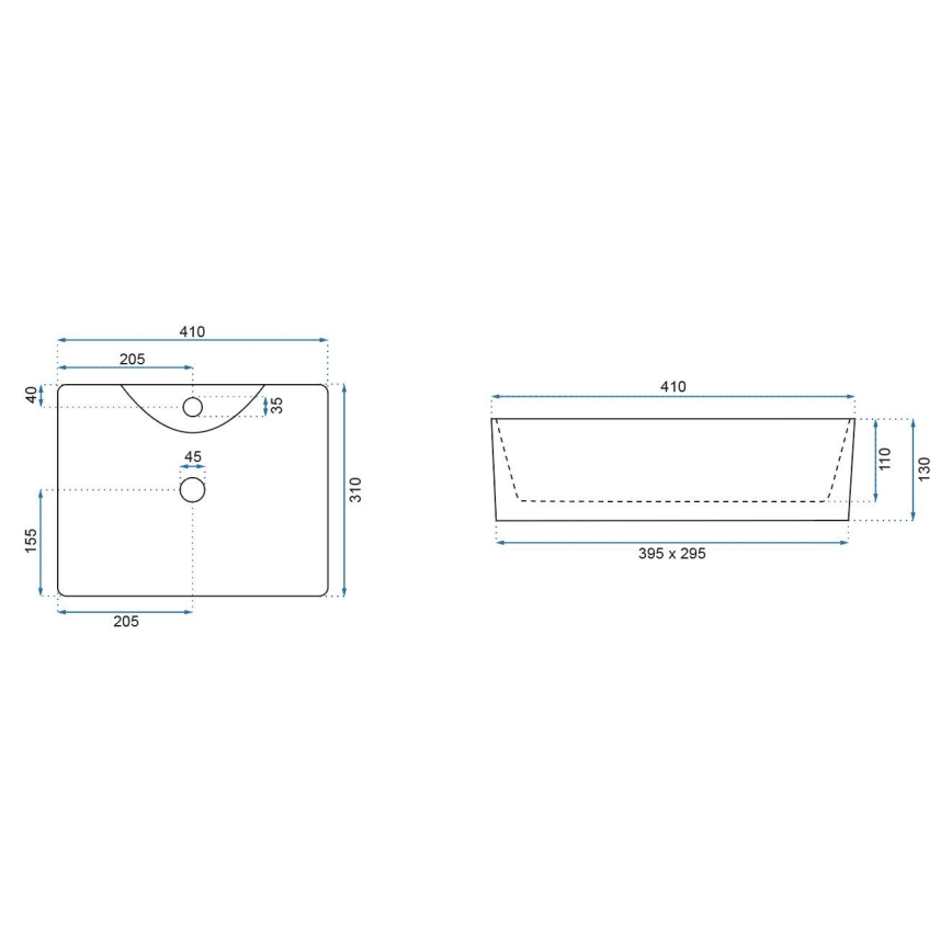 REA-U8196 - Countertop basin KELLY MINI 31x41 cm ceramic/glossy white