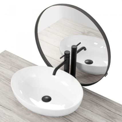 REA-U8198 - CAROLA SLIM Countertop Washbasin 39 x 51.5 cm ceramic/glossy white