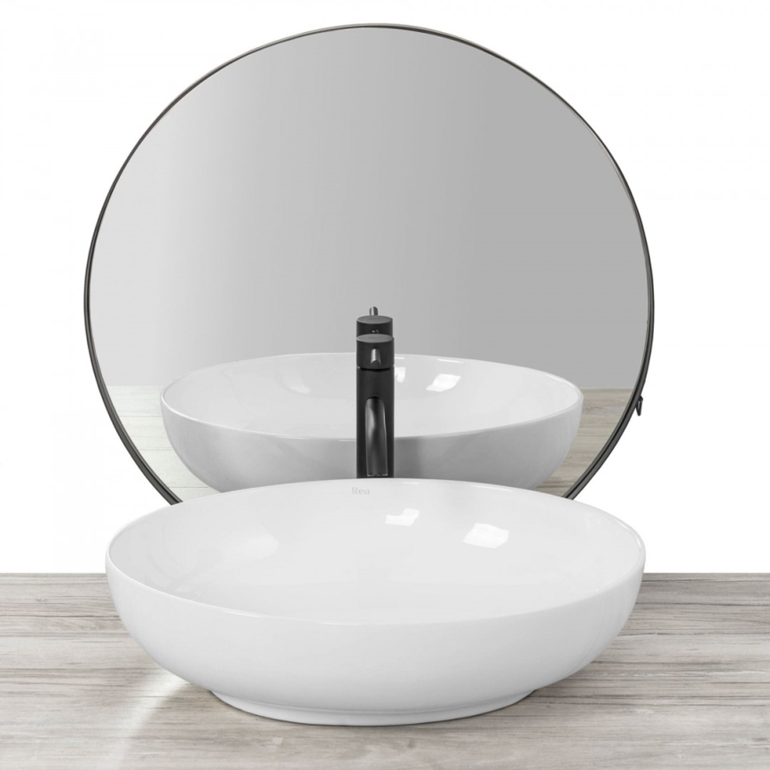 REA-U8198 - CAROLA SLIM Countertop Washbasin 39 x 51.5 cm ceramic/glossy white