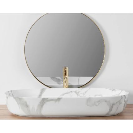 REA-U8403 - CLEO Countertop Washbasin 41 x 81 cm, ceramic with marble-effect finish