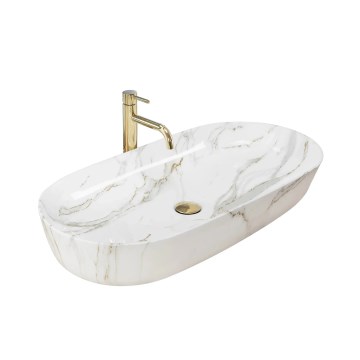 REA-U8404 - CLEO Countertop Basin 41 x 81 cm ceramic/white/marble effect