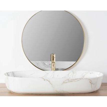 REA-U8404 - CLEO Countertop Basin 41 x 81 cm ceramic/white/marble effect