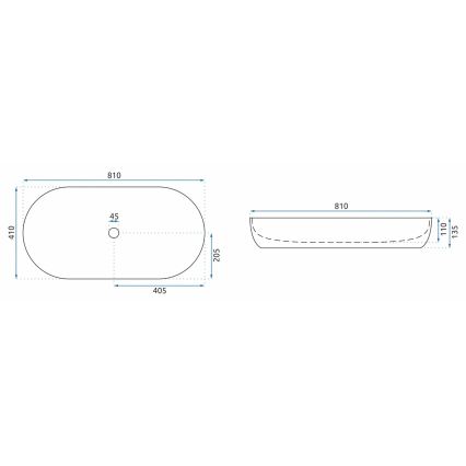 REA-U8404 - CLEO Countertop Basin 41 x 81 cm ceramic/white/marble effect