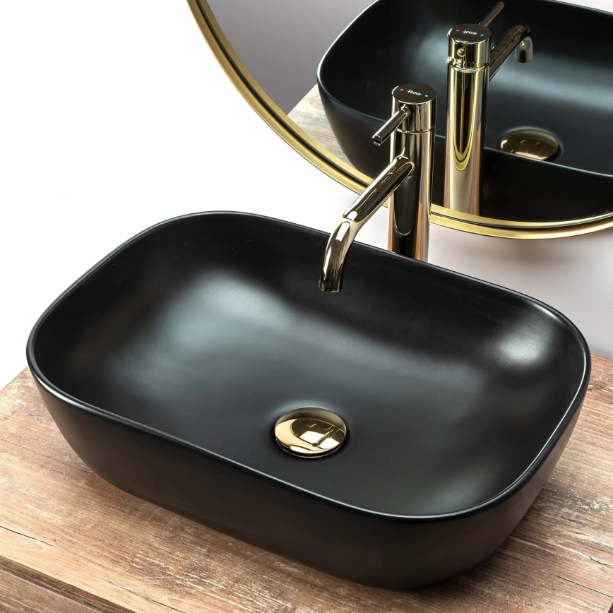 REA-U8470 - Countertop Basin BELINDA 33.5 x 46.5 cm ceramic/matte black