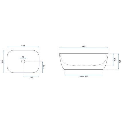 REA-U8470 - Countertop Basin BELINDA 33.5 x 46.5 cm ceramic/matte black