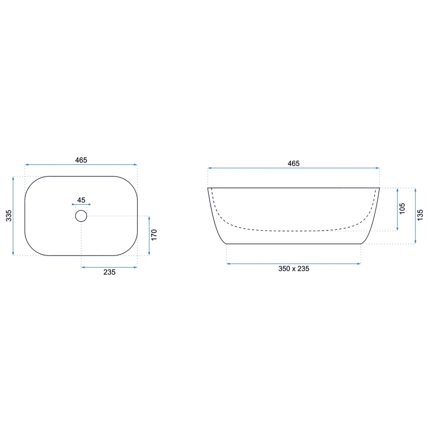 REA-U8470 - Countertop Basin BELINDA 33.5 x 46.5 cm ceramic/matte black