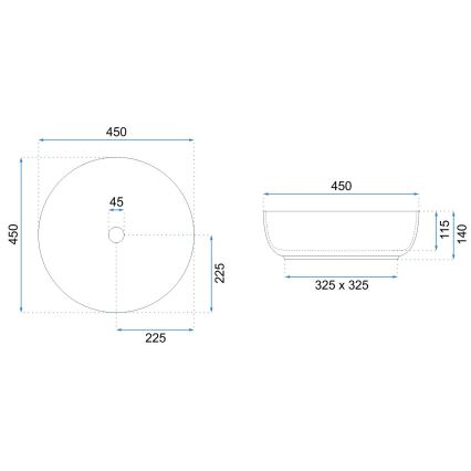 REA-U8493 - ELMA countertop basin Ø 45 cm ceramic/glossy white