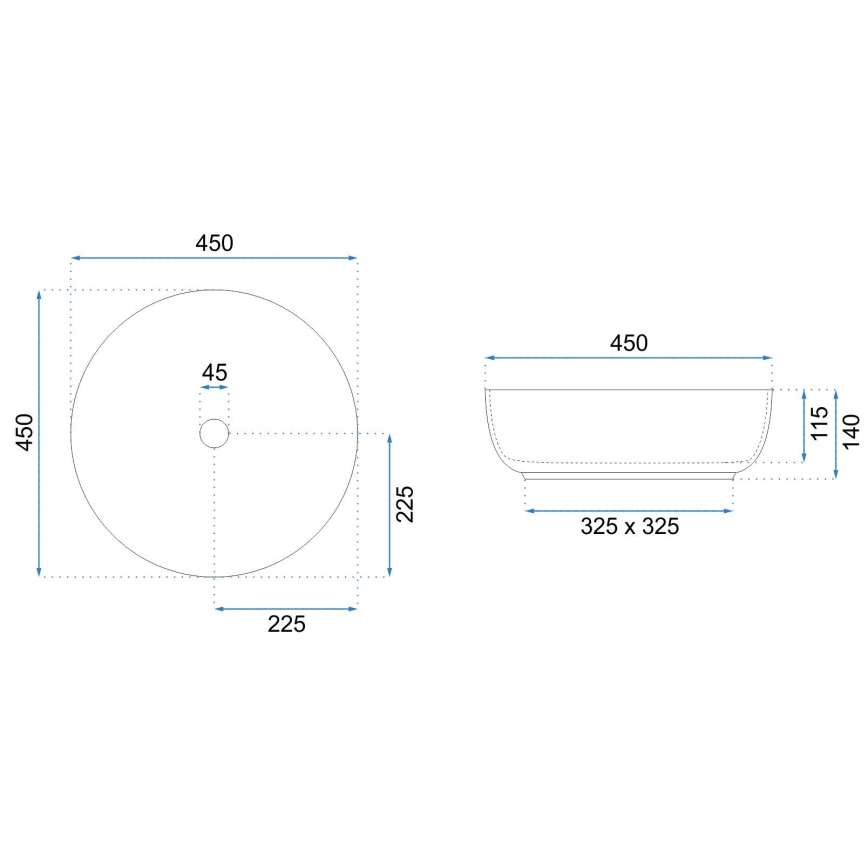 REA-U8493 - ELMA countertop basin Ø 45 cm ceramic/glossy white