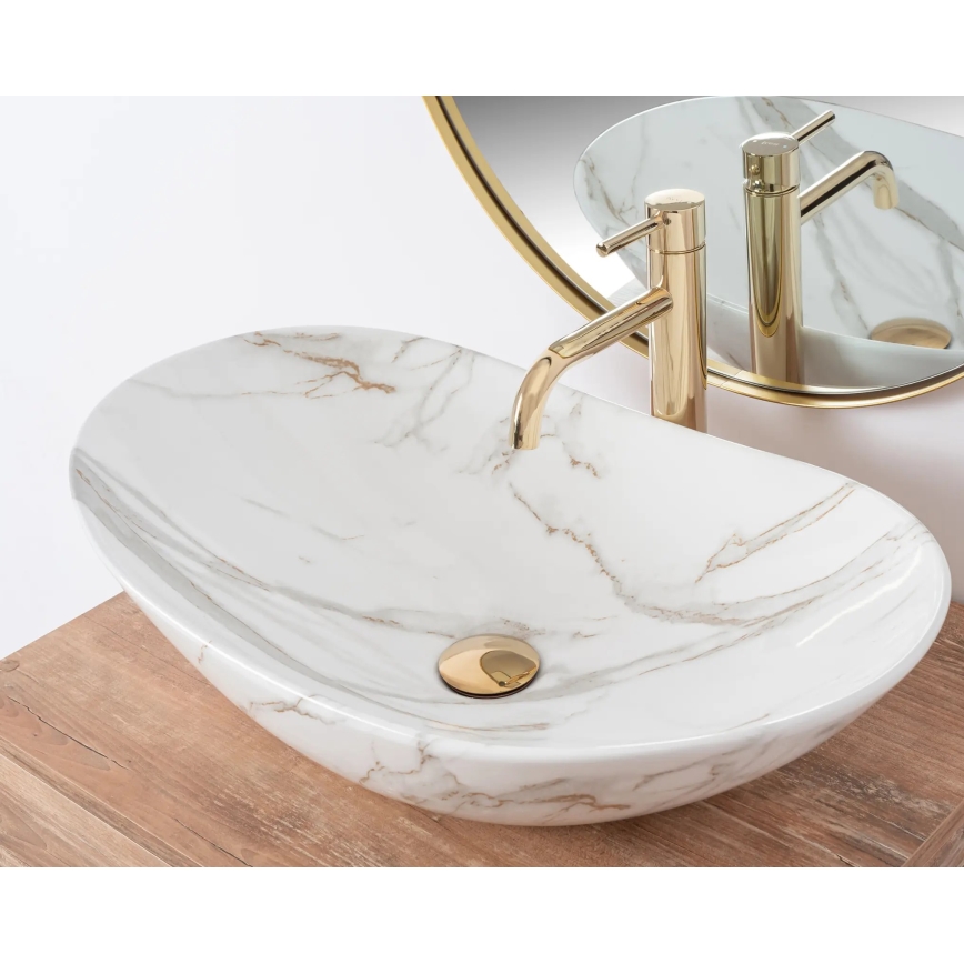 REA-U8548 - ROYAL Countertop Basin 36x60.5 cm ceramic/marble decor