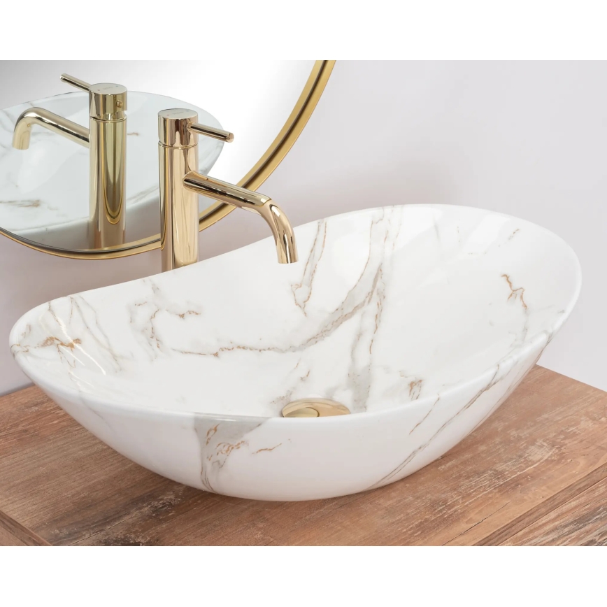REA-U8548 - ROYAL Countertop Basin 36x60.5 cm ceramic/marble decor
