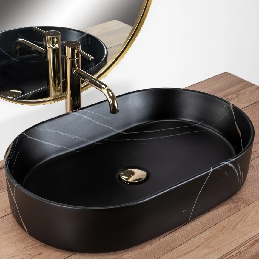 REA-U8565 - NADIA Countertop Basin 38.5 x 61 cm, ceramic / matte black