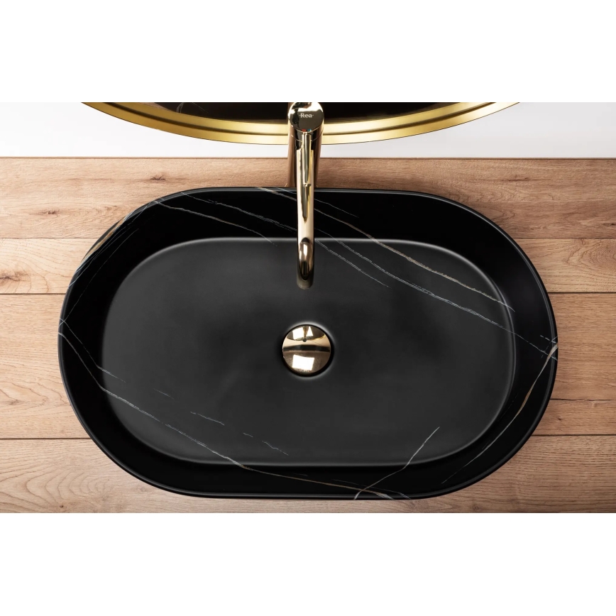 REA-U8565 - NADIA Countertop Basin 38.5 x 61 cm, ceramic / matte black