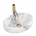 REA-U8567 - LINDA Countertop Washbasin 34 × 48.5 cm, Ceramic with Marble Effect
