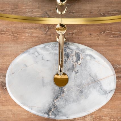 REA-U8567 - LINDA Countertop Washbasin 34 × 48.5 cm, Ceramic with Marble Effect