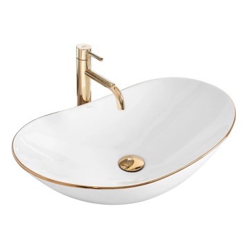 REA-U8570 - ROYAL countertop washbasin 36x62 cm ceramic / glossy white / gold finish