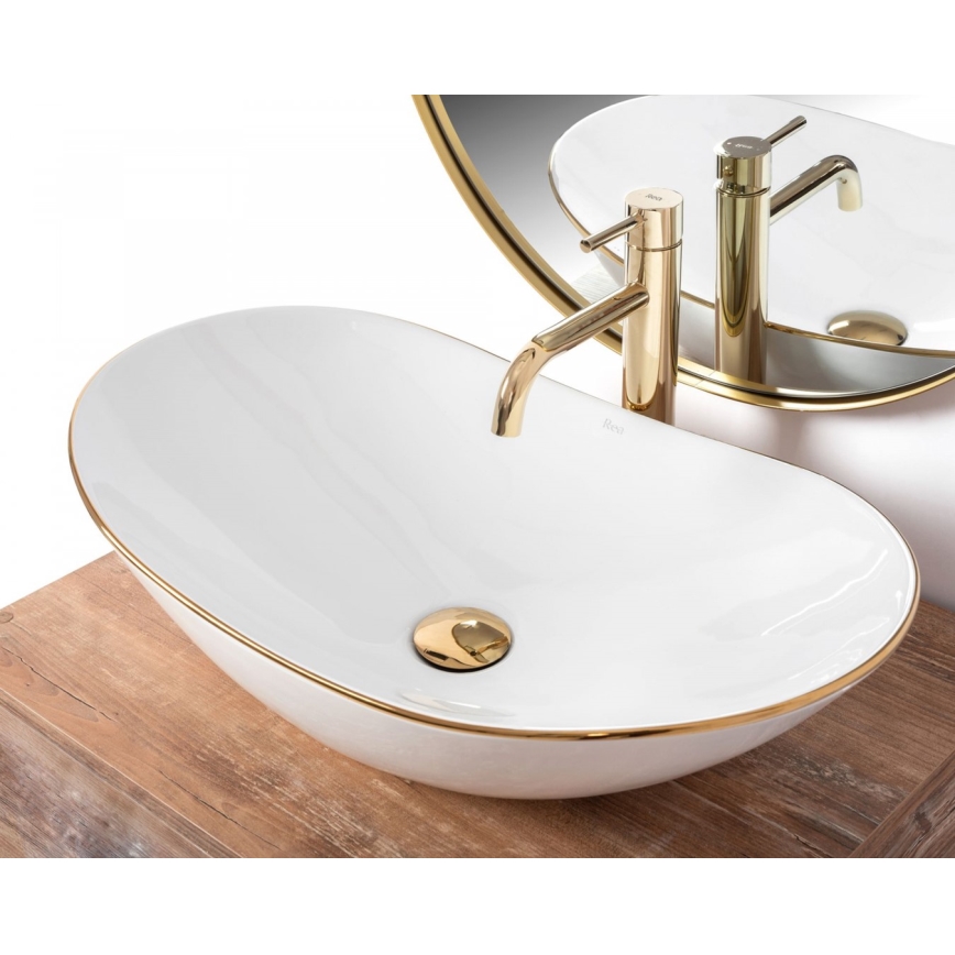 REA-U8570 - ROYAL countertop washbasin 36x62 cm ceramic / glossy white / gold finish