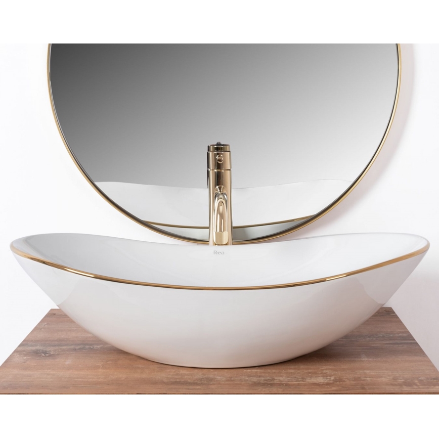 REA-U8570 - ROYAL countertop washbasin 36x62 cm ceramic / glossy white / gold finish