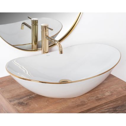 REA-U8570 - ROYAL countertop washbasin 36x62 cm ceramic / glossy white / gold finish
