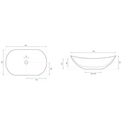 REA-U8570 - ROYAL countertop washbasin 36x62 cm ceramic / glossy white / gold finish
